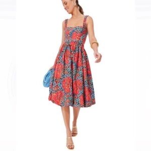 NWT ULLA JOHNSON olympia sleeveless midi dress in flamingo Sz 0